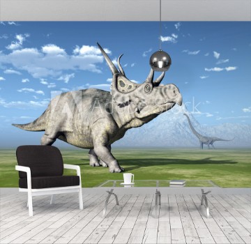 Picture of The Dinosaurs Diabloceratops and Mamenchisaurus